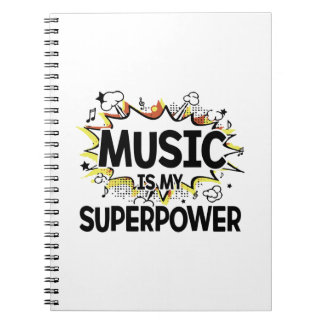Music Is My Superpower Red and Yellow Notebook
