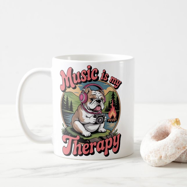 Music Is My Therapy Ceramic Mug (With Donut)