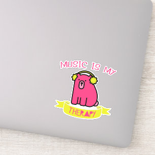 Music is my Therapy Cute Bear Vinyl Sticker