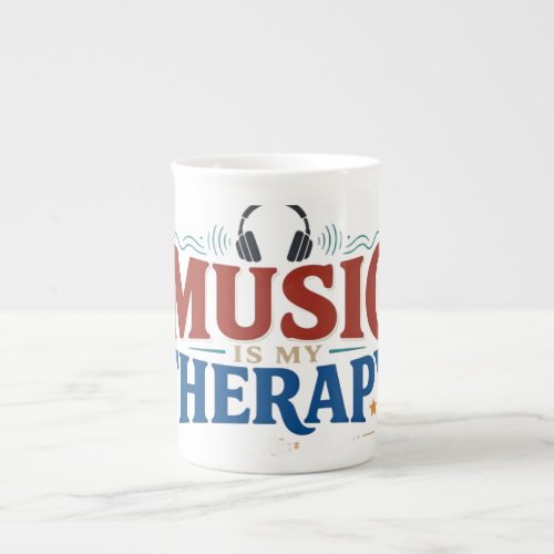 Music Is My Therapy Funny Music Lover Headphones D Bone China Mug