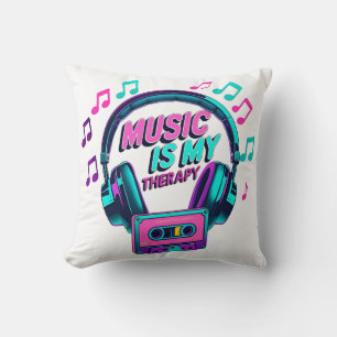 Music Is My Therapy – Retro Headphones Throw Pillo Pillow