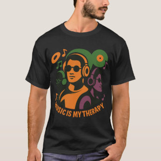 Music Is My Therapy – Retro Headphones Trio T-Shir T-Shirt