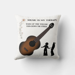 Music Is My Therapy Throw Pillow
