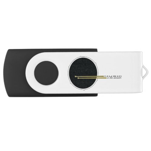 Music is The Answer Bass Drum Inspirational Quote Flash Drive