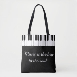 Music is the Key to the Soul Piano Tote Bag