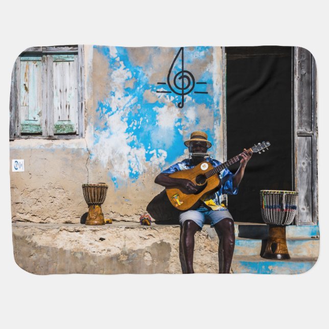 Music is the medicine of the mind baby blanket (Back Horizontal)