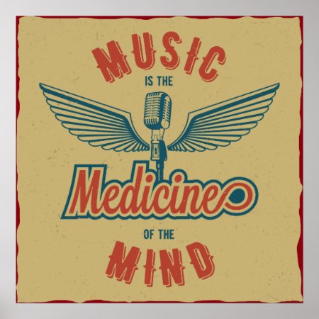Music Is The Medicine Retro Vintage Wallart Poster