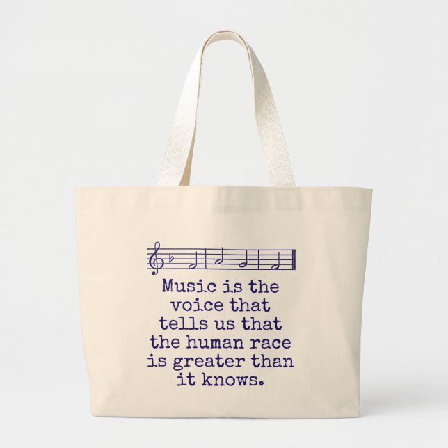 Music Is The Voice That Tells - Music Quote  Large Tote Bag (Front)