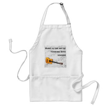 Music Is Thinking With Sound Guitar Adult Apron by TeacherTools at Zazzle