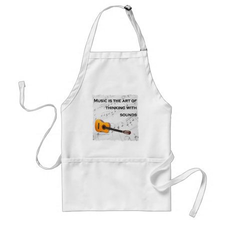 Music Is Thinking With Sound Guitar Adult Apron
