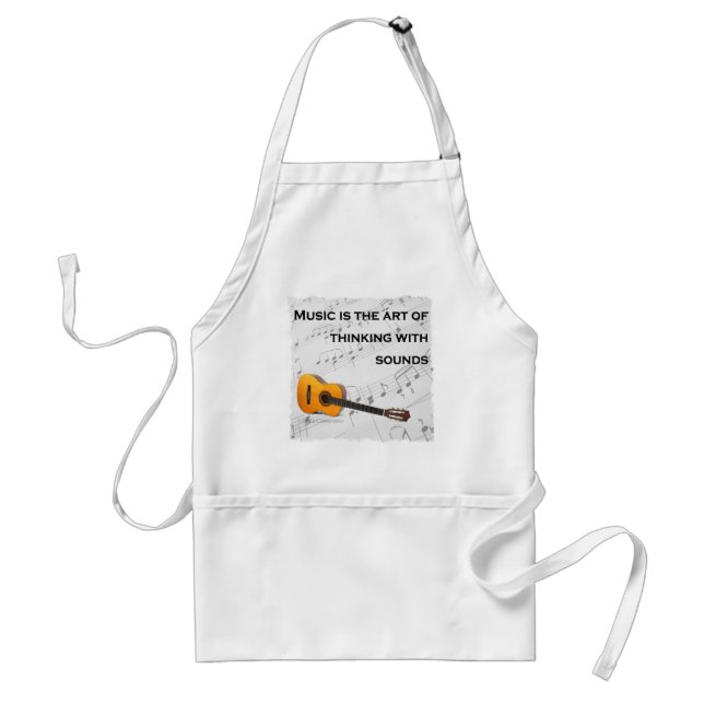 Music is thinking with sound Guitar Adult Apron (Front)