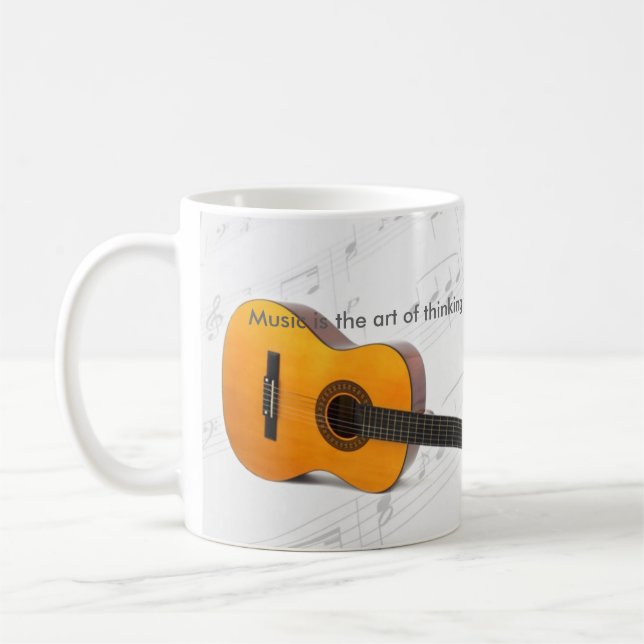 Music is thinking with sound Guitar Coffee Mug (Left)