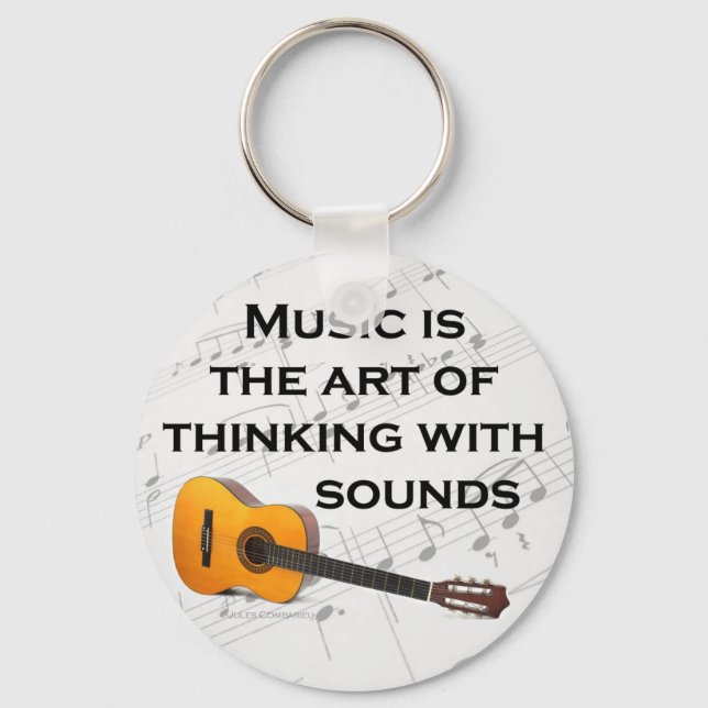 Music is thinking with sound Guitar Keychain (Front)