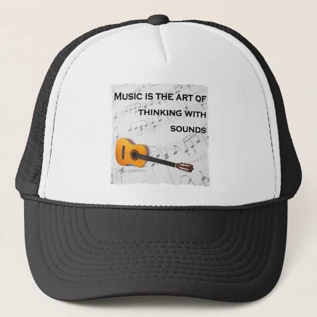 Music is thinking with sound Guitar Trucker Hat (Front)