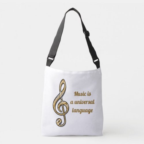 Music is Universal Gold Silver Clef Symbol Musical Crossbody Bag