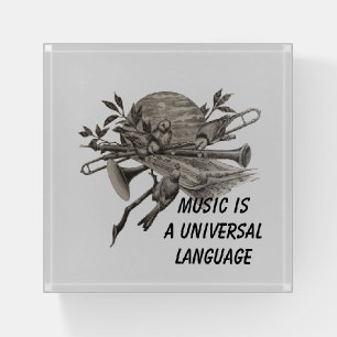Music is Universal Vintage Band Instruments Paperweight