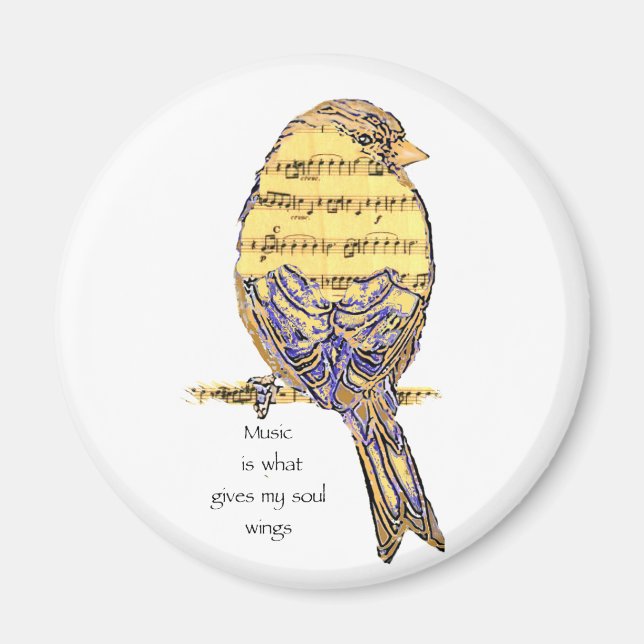 Music  is what gives my soul wings Bird Magnet (Front)