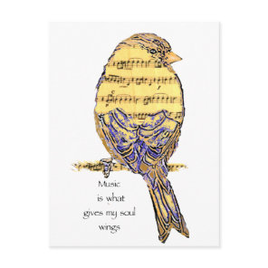 Music  is what gives my soul wings Bird Postcard