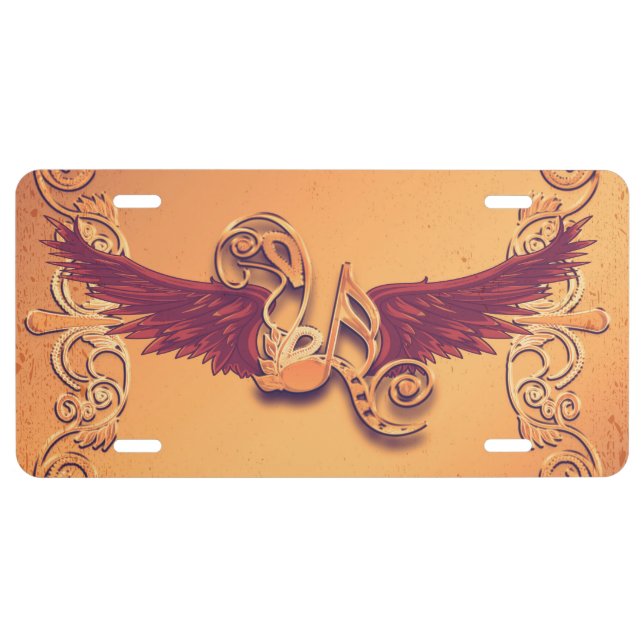 Music, key notes with wings license plate (Front)