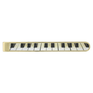 Music keyboard gold finish tie bar