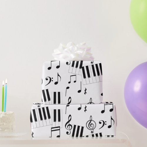 Music Keyboard Piano Note Rest Treble Clef Wrapping Paper