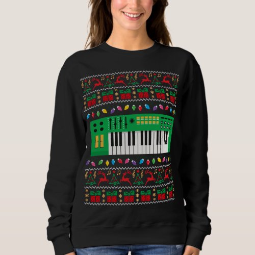 Music Keyboard Ugly Christmas Sweater Xmas Lights 
