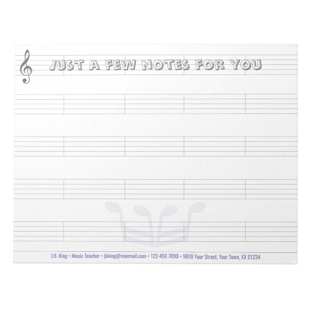 Music King 11" x 8.5" Notepad (Front)
