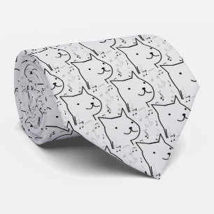 music kittens pattern neck tie