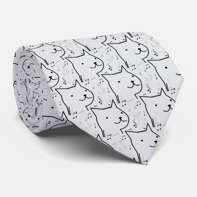music kittens pattern neck tie (Rolled)