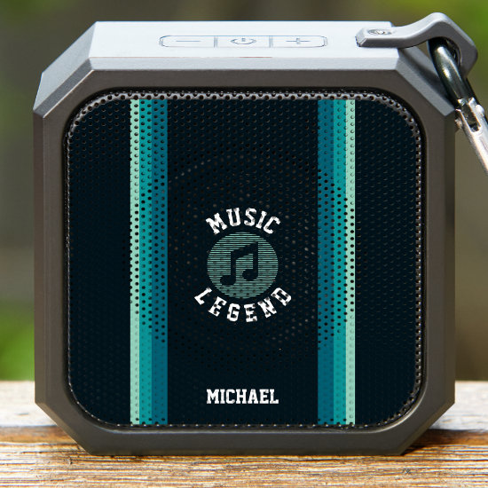 Music Legend Retro Dark Blue Striped Bluetooth Speaker