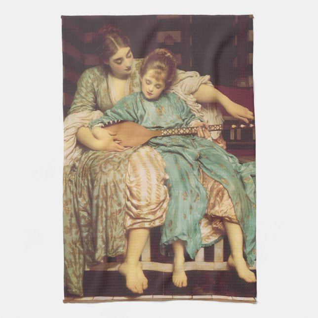 Music Lesson by Lord Frederic Leighton Kitchen Towel (Vertical)