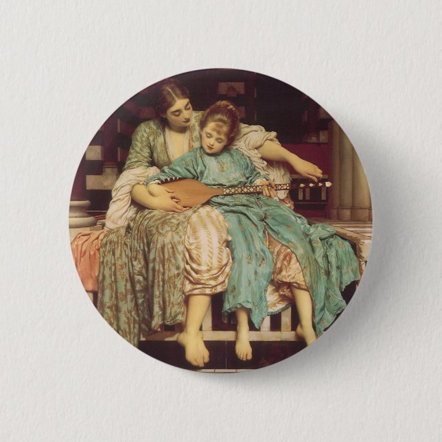 Music Lesson by Lord Frederic Leighton Pinback Button (Front)
