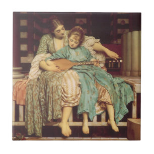 Music Lesson by Lord Frederic Leighton Tile