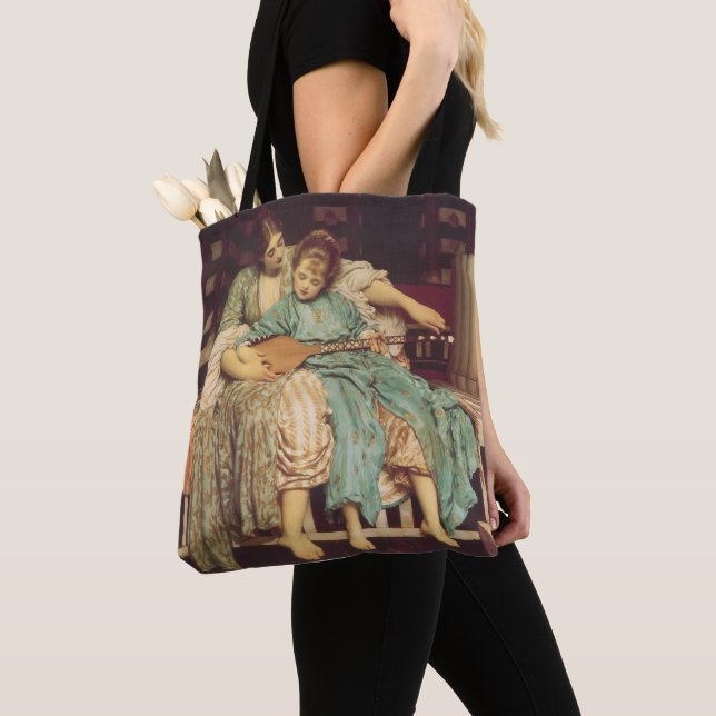 Music Lesson by Lord Frederic Leighton Tote Bag (Close Up)