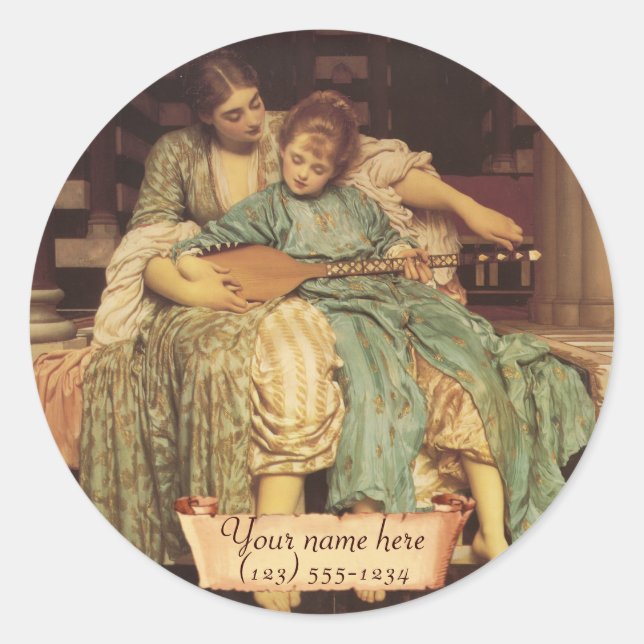 "Music Lesson" Pre-Raphaelite Bookplate (Front)