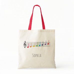 Music Lesson Rainbow Notes Children Tote Bag