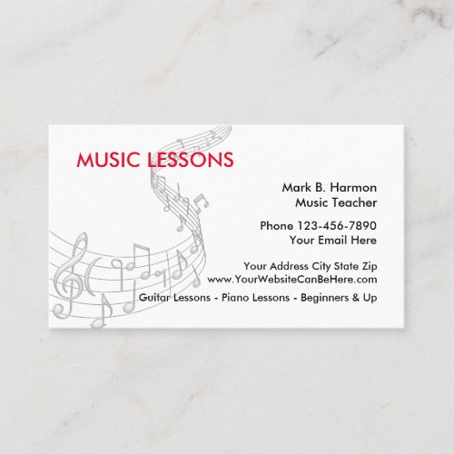Music Lessons Business Card New