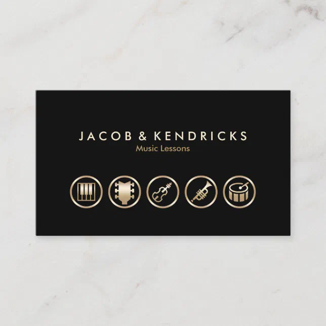 Music Lessons Gold Icons BusinessCard Business Card | Zazzle