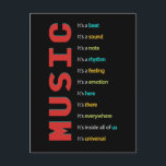 Music Lessons Piano Guitar Instrument Postcard<br><div class="desc">Eye catching marketing for music teachers or music instructors. Advertise your flare for being a good music teacher with these thoughts about music. Music terms:beat, sound, note rhythm and feeling. Hand out at community events, music events or use as a mass mailer to generate new clients and sales.</div>