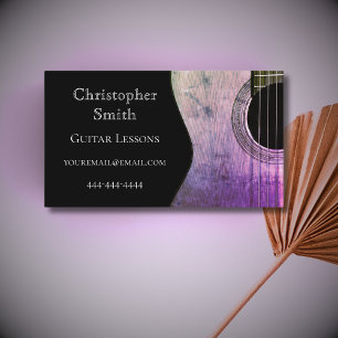 Music Lessons Purple Guitar Musical Business Card
