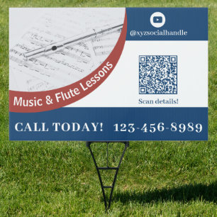 Music Lessons QR Code CTA Phone Social Connect Sign