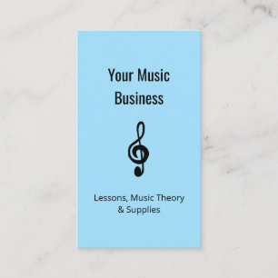Music Lessons QR code Simple Treble Clef Blue Business Card