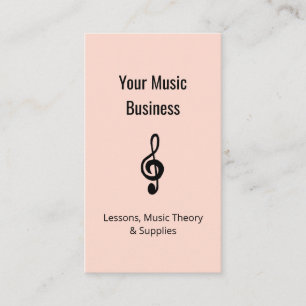 Music Lessons QR code Treble Clef Rose Gold  Business Card