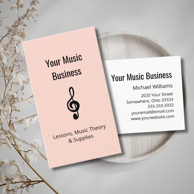 Music Lessons QR code Treble Clef Rose Gold  Business Card (Creator Uploaded)