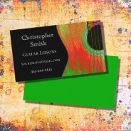 Music Lessons Red Black Guitar  Business Card at Zazzle