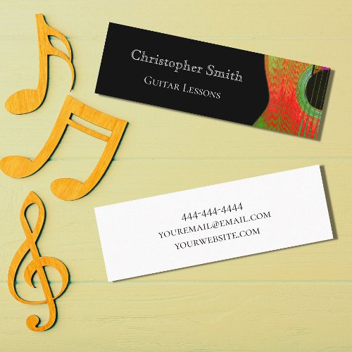 Music Lessons Red Black Guitar  Business Card