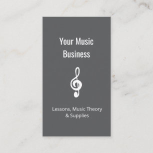 Music Lessons Simple Treble Clef QR code Gray  Business Card