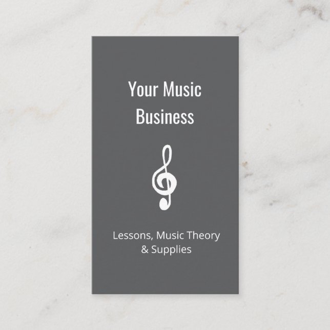Music Lessons Simple Treble Clef QR code Gray  Business Card (Front)