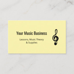 Music Lessons Simple Treble Clef QR code Yellow Business Card