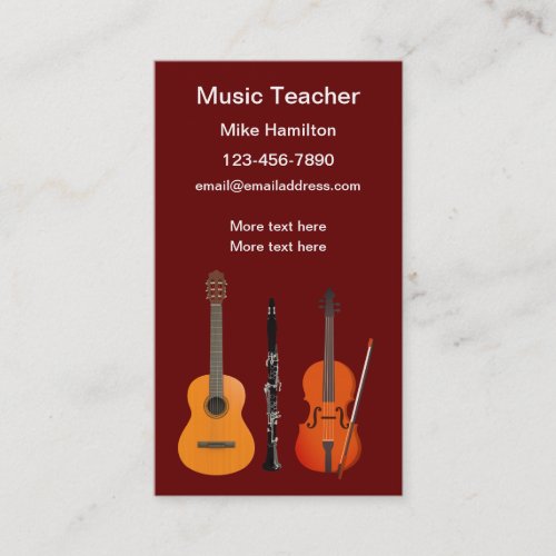 Music Lessons Teacher Business Cards